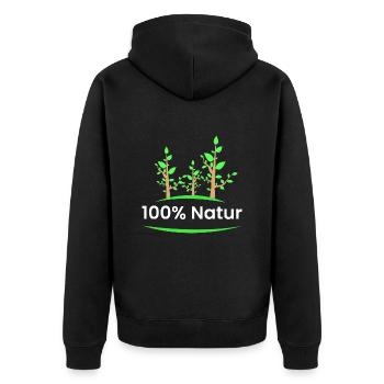100% Natur - Unisex Premium Bio Zip Hoodie - Schwarz - Hinten - Nico (187cm)