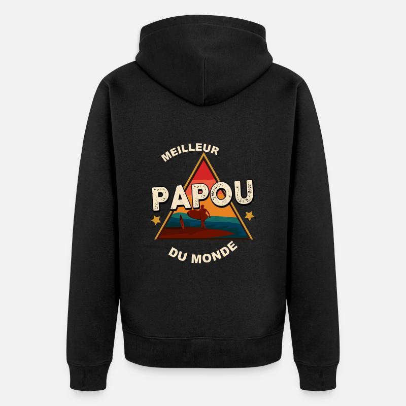 Meilleur Papou du monde - Veste à capuche bio Premium Unisexe - noir