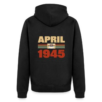 78e anniversaire Avril Né en 1945 Idée cadeau - Veste à capuche bio Premium Unisexe - noir - Dos - Nico (187cm)
