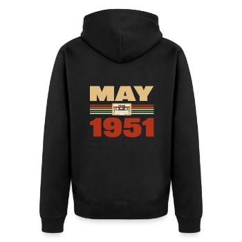 72e anniversaire mai millésime 1951 Idée cadeau - Veste à capuche bio Premium Unisexe - noir - Dos - Nico (187cm)