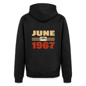 56e anniversaire juin millésime 1967 Idée cadeau - Veste à capuche bio Premium Unisexe - noir - Dos - Nico (187cm)