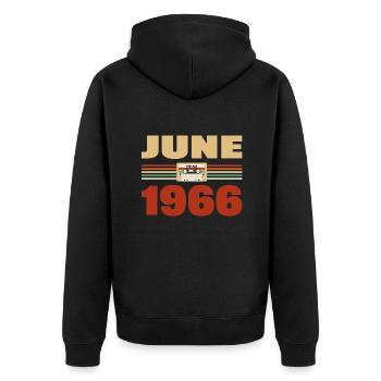 57e anniversaire juin millésime 1966 Idée cadeau - Veste à capuche bio Premium Unisexe - noir - Dos - Nico (187cm)