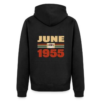 68. Geburtstag Juni Jahrgang 1955 Geschenkidee - Unisex Premium Bio Zip Hoodie - Schwarz - Hinten - Nico (187cm)