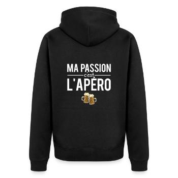Ma passion c'est l'apéro alcool humour - Veste à capuche bio Premium Unisexe - noir - Dos - Nico (187cm)