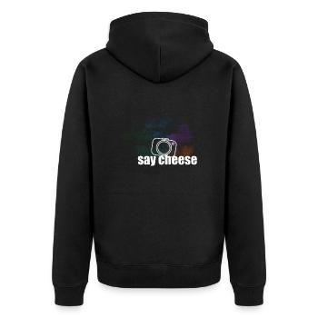 Say Cheese white - Unisex Premium Organic Zip Hoodie - black - Back - Nico (187cm)