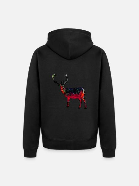 Hirsch rot - Unisex Premium Bio Zip Hoodie - Schwarz