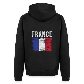France Flag Distressed - Drapeau Français - Veste à capuche bio Premium Unisexe - noir - Dos - Nico (187cm)