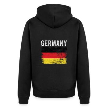 Germany Flag Distressed - German Flag - Unisex Premium Organic Zip Hoodie - black - Back - Nico (187cm)