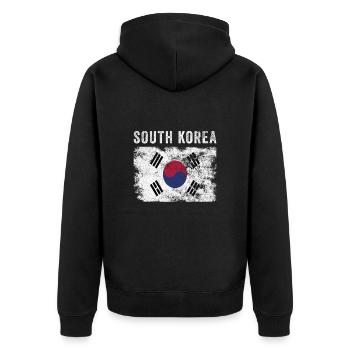 Drapeau sud-coréen en détresse - Veste à capuche bio Premium Unisexe - noir - Dos - Nico (187cm)