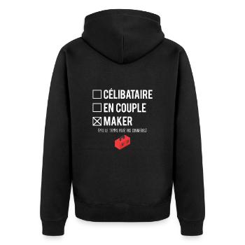 Célibataire En Couple Maker Bricoleur Humour - Veste à capuche bio Premium Unisexe - noir - Dos - Nico (187cm)