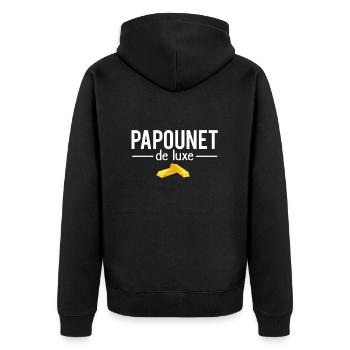 Papounet de luxe papa parfait fête des pères - Veste à capuche bio Premium Unisexe - noir - Dos - Nico (187cm)