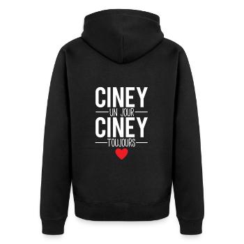 Ciney un jour ciney toujours ville belgique - Veste à capuche bio Premium Unisexe - noir - Dos - Nico (187cm)