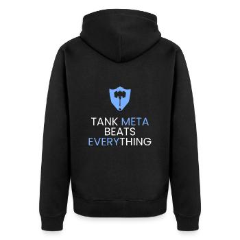 Tank Meta defeats everything - Unisex Premium Organic Zip Hoodie - black - Back - Nico (187cm)