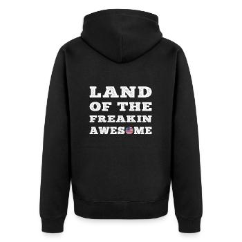 USA Land of the Freaking Awesome Gift Style - Unisex Premium Organic Zip Hoodie - black - Back - Nico (187cm)