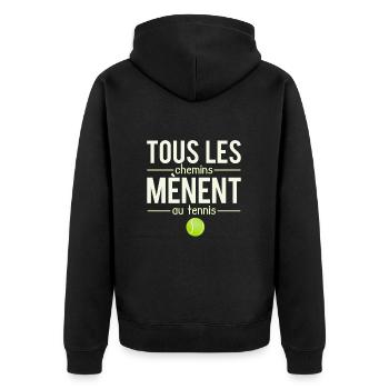 Tous les chemins mènent au tennis sport humour - Veste à capuche bio Premium Unisexe - noir - Dos - Nico (187cm)