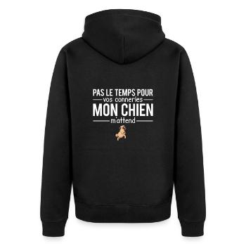 Pas le temps mon chien m'attend animal - Veste à capuche bio Premium Unisexe - noir - Dos - Nico (187cm)