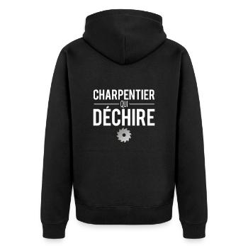 Charpentier qui déchire métier profession humour - Veste à capuche bio Premium Unisexe - noir - Dos - Nico (187cm)