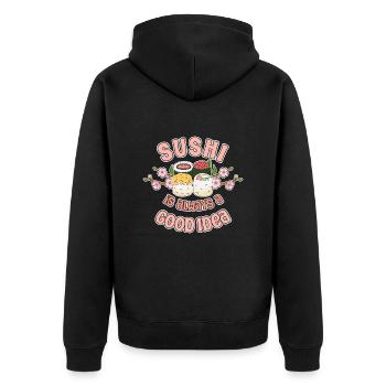Les sushis pour les amateurs de cuisine japonaise sont toujours une bonne idée - Veste à capuche bio Premium Unisexe - noir - Dos - Nico (187cm)