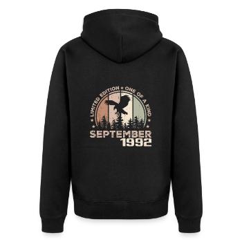 Incomparable depuis septembre 1992 32 Anniversaire - Veste à capuche bio Premium Unisexe - noir - Dos - Nico (187cm)