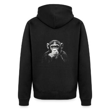 Chimpanzee Portrait Wildlife Wildlife Jungle - Unisex Premium Organic Zip Hoodie - black - Back - Nico (187cm)