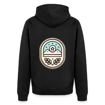 Simple Badge Design Soft Illustration - Unisex Premium Organic Zip Hoodie - black - Back - Nico (187cm)