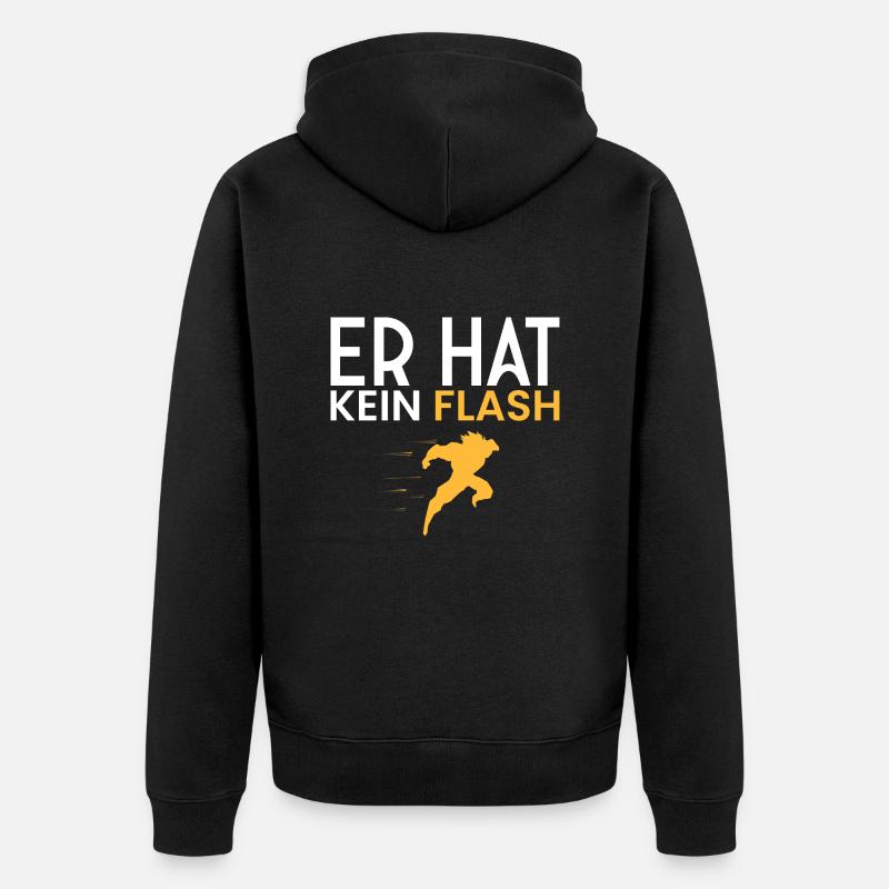 Kein FLASH!! - Unisex Premium Bio Zip Hoodie - Schwarz