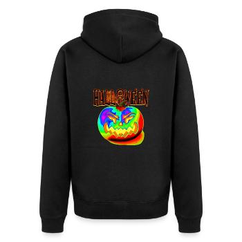 HELLOWEEN REGENBOGEN - Unisex Premium Bio Zip Hoodie - Schwarz - Hinten - Nico (187cm)