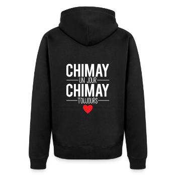 Chimay un jour chimay toujours ville belgique - Veste à capuche bio Premium Unisexe - noir - Dos - Nico (187cm)
