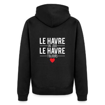 Le havre un jour le havre toujours ville france - Veste à capuche bio Premium Unisexe - noir - Dos - Nico (187cm)