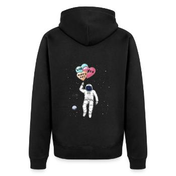 Est-ce que tu m’épouses, astronaute dans l’espace - Veste à capuche bio Premium Unisexe - noir - Dos - Nico (187cm)
