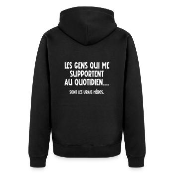 les gens qui me supportent au quotidien - Veste à capuche bio Premium Unisexe - noir - Dos - Nico (187cm)