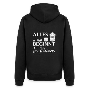 Well construction It all starts in the small well builder - Unisex Premium Organic Zip Hoodie - black - Back - Nico (187cm)