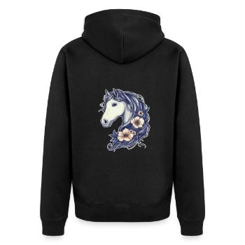 Süßes Pferd - Unisex Premium Bio Zip Hoodie - Schwarz - Hinten - Nico (187cm)