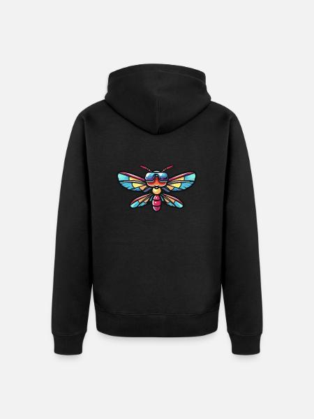 Libelle Cool Tier - Unisex Premium Bio Zip Hoodie - Schwarz