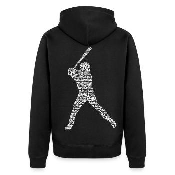 Baseball Baseballer Typografie Baseballspieler - Unisex Premium Bio Zip Hoodie - Schwarz - Hinten - Nico (187cm)