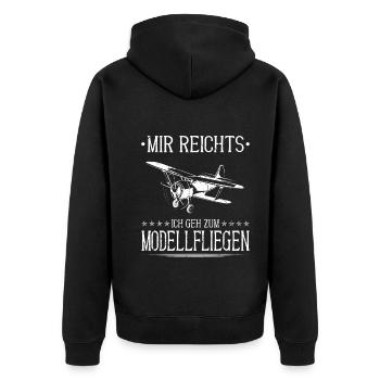 Mir Reichts Modell Fliegen Piloten Modellflugzeug - Unisex Premium Bio Zip Hoodie - Schwarz - Hinten - Nico (187cm)