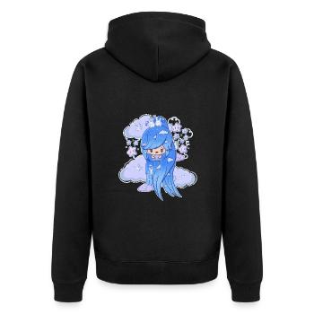 Cloud Girl Bubble Kopf süß - Unisex Premium Bio Zip Hoodie - Schwarz - Hinten - Nico (187cm)