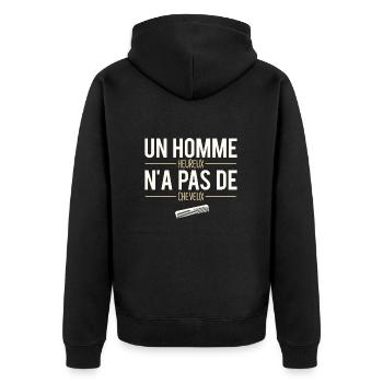Un Homme Heureux N'a Pas De Cheveux Calvitie - Veste à capuche bio Premium Unisexe - noir - Dos - Nico (187cm)