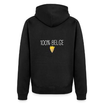 100 pourcent belge véritable belge humour - Veste à capuche bio Premium Unisexe - noir - Dos - Nico (187cm)