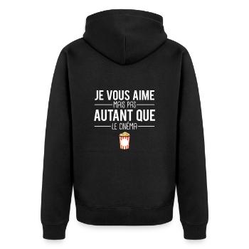 Je vous aime mais pas autant que le cinéma popcorn - Veste à capuche bio Premium Unisexe - noir - Dos - Nico (187cm)
