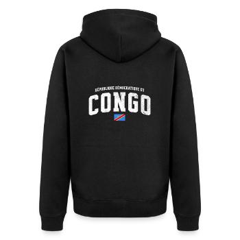 République Démocratique Du Congo - Veste à capuche bio Premium Unisexe - noir - Dos - Nico (187cm)