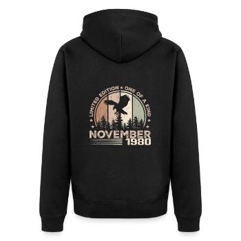 Incomparable since November 1980 44 Anniversary - Unisex Premium Organic Zip Hoodie - black - Back - Nico (187cm)