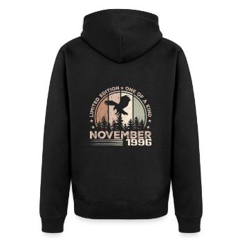Incomparable since November 1996 28 Anniversary - Unisex Premium Organic Zip Hoodie - black - Back - Nico (187cm)