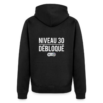 Niveau 30 débloqué cadeau anniversaire 30 ans - Veste à capuche bio Premium Unisexe - noir - Dos - Nico (187cm)