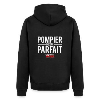 Pompier presque parfait meilleur pompier humour - Veste à capuche bio Premium Unisexe - noir - Dos - Nico (187cm)