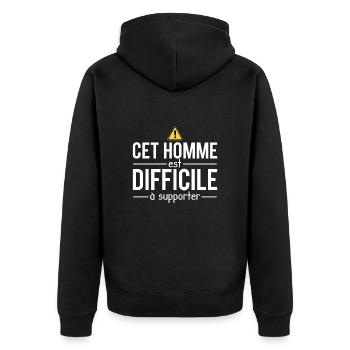 Cet homme est difficile à supporter grincheux - Veste à capuche bio Premium Unisexe - noir - Dos - Nico (187cm)
