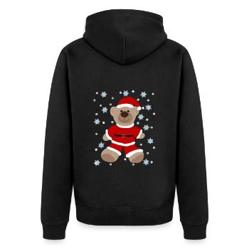 Brown Teddy Bear Santa Claus Suit, Snow Star - Unisex Premium Organic Zip Hoodie - black - Back - Nico (187cm)