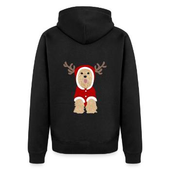 Yorkshire Terrier Dog Santa Claus Suit - Unisex Premium Organic Zip Hoodie - black - Back - Nico (187cm)
