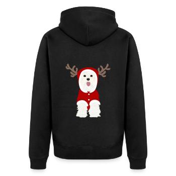 Weißer Terrier Weihnachtsmann Anzug Rentiergeweih - Unisex Premium Bio Zip Hoodie - Schwarz - Hinten - Nico (187cm)