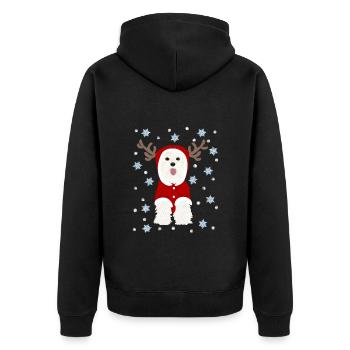 White Terrier Santa Claus Suit Snow Stars - Unisex Premium Organic Zip Hoodie - black - Back - Nico (187cm)